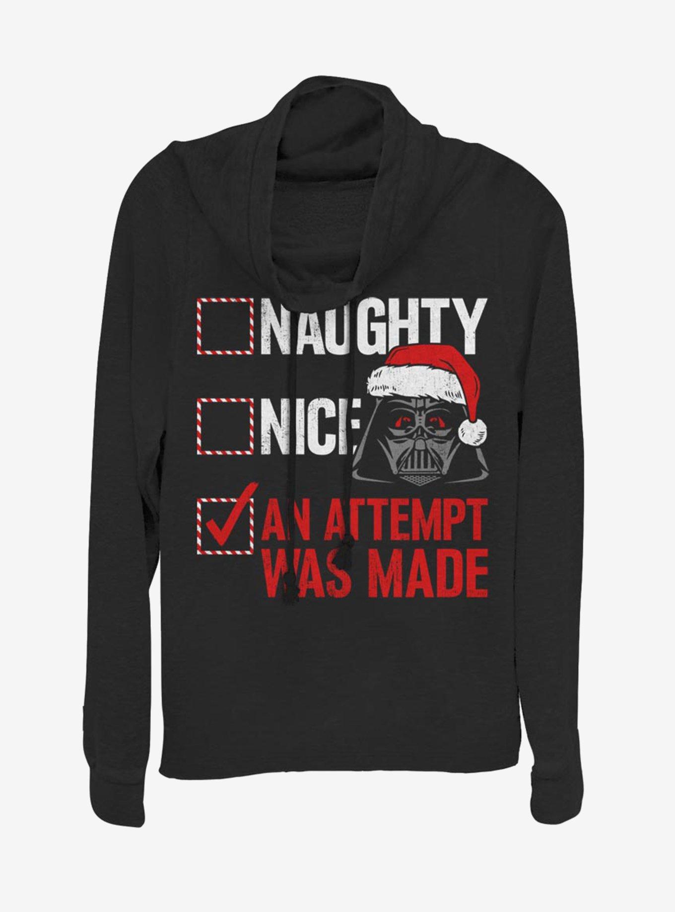 Star Wars Santa Vader Attempt Was Made Cowl Neck Long-Sleeve Girls Top, , hi-res