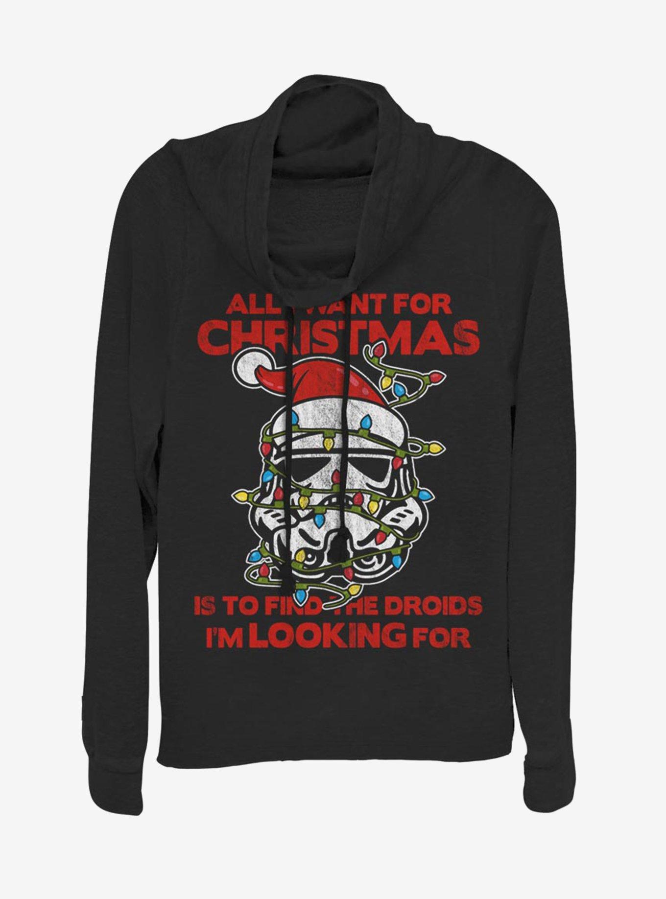 Star Wars Santa Storm Trooper Christmas Lights Cowl Neck Long-Sleeve Girls Top, , hi-res