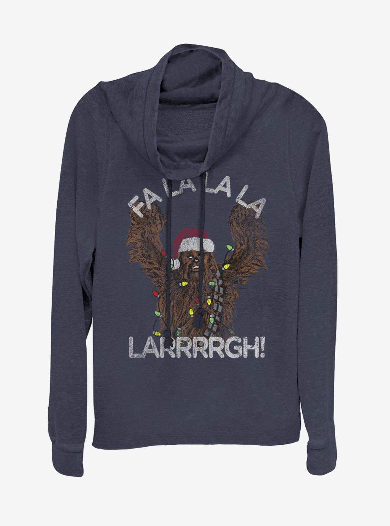 Star Wars Santa Chewie Chewbacca Fa La Larrrrgh Cowl Neck Long-Sleeve Girls Top, NAVY, hi-res