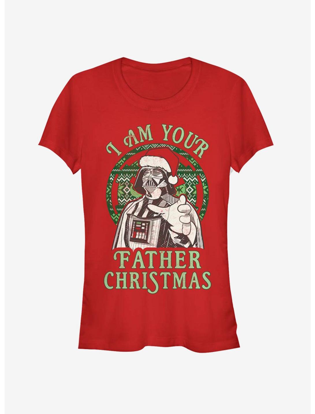 Star Wars Santa Vader I Am Your Father Christmas Girls T-Shirt, RED, hi-res