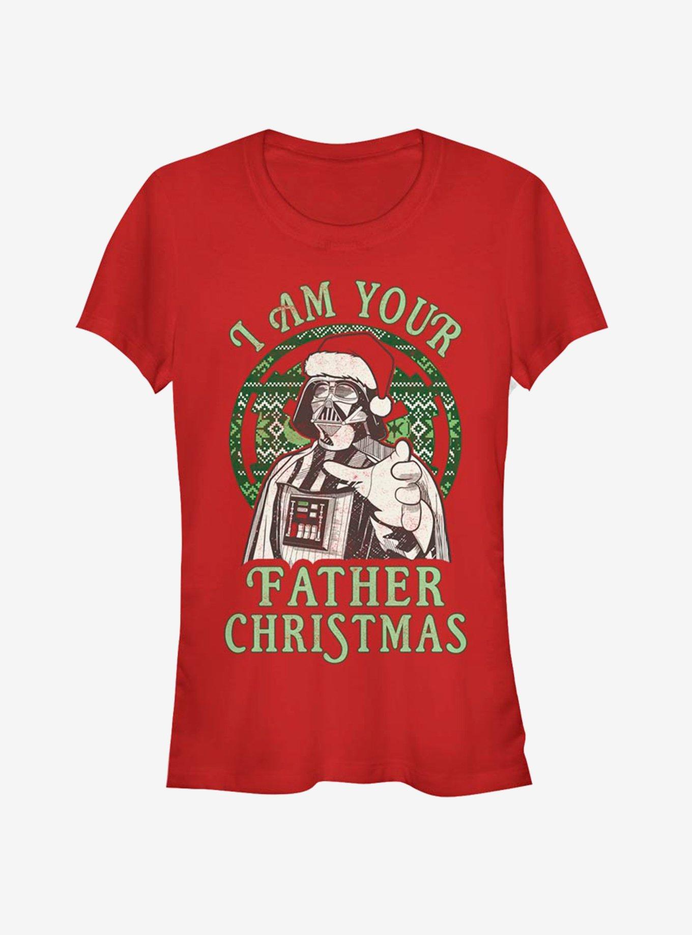 Star Wars Santa Vader I Am Your Father Christmas Girls T-Shirt, RED, hi-res