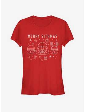 Star Wars Villain Lineart Merry Sithmas Girls T-Shirt, , hi-res