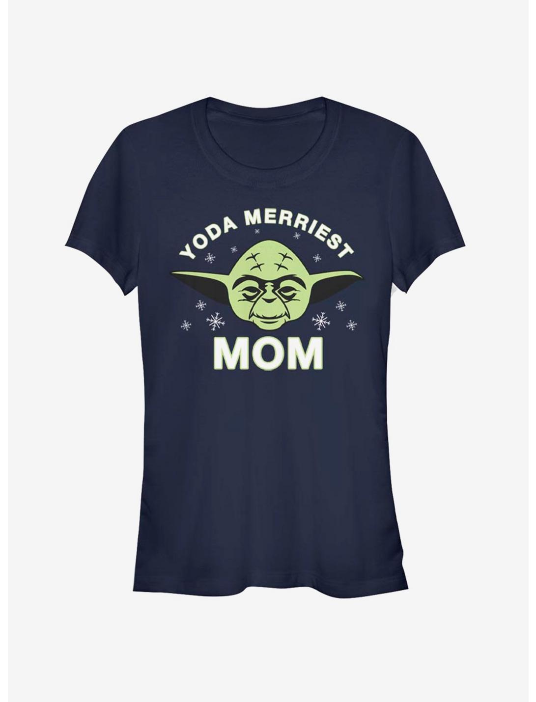 Star Wars Yoda Merriest Mom Girls T-Shirt, NAVY, hi-res
