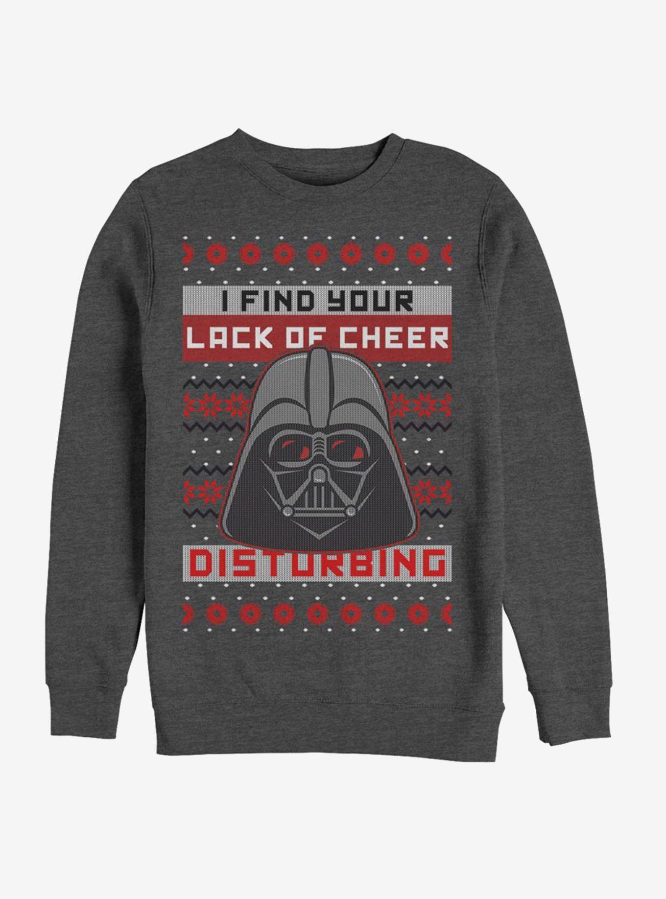 Star Wars Vader Lack of Cheer Ugly Christmas Crew Sweatshirt, CHAR HTR, hi-res