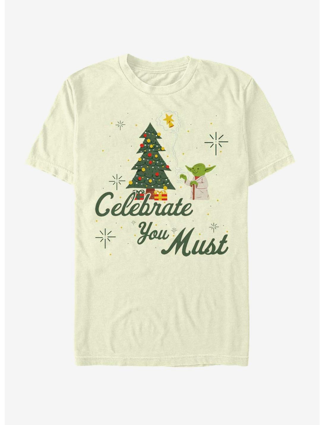 Star Wars Yoda Celebrate You Must Christmas T-Shirt, NATURAL, hi-res