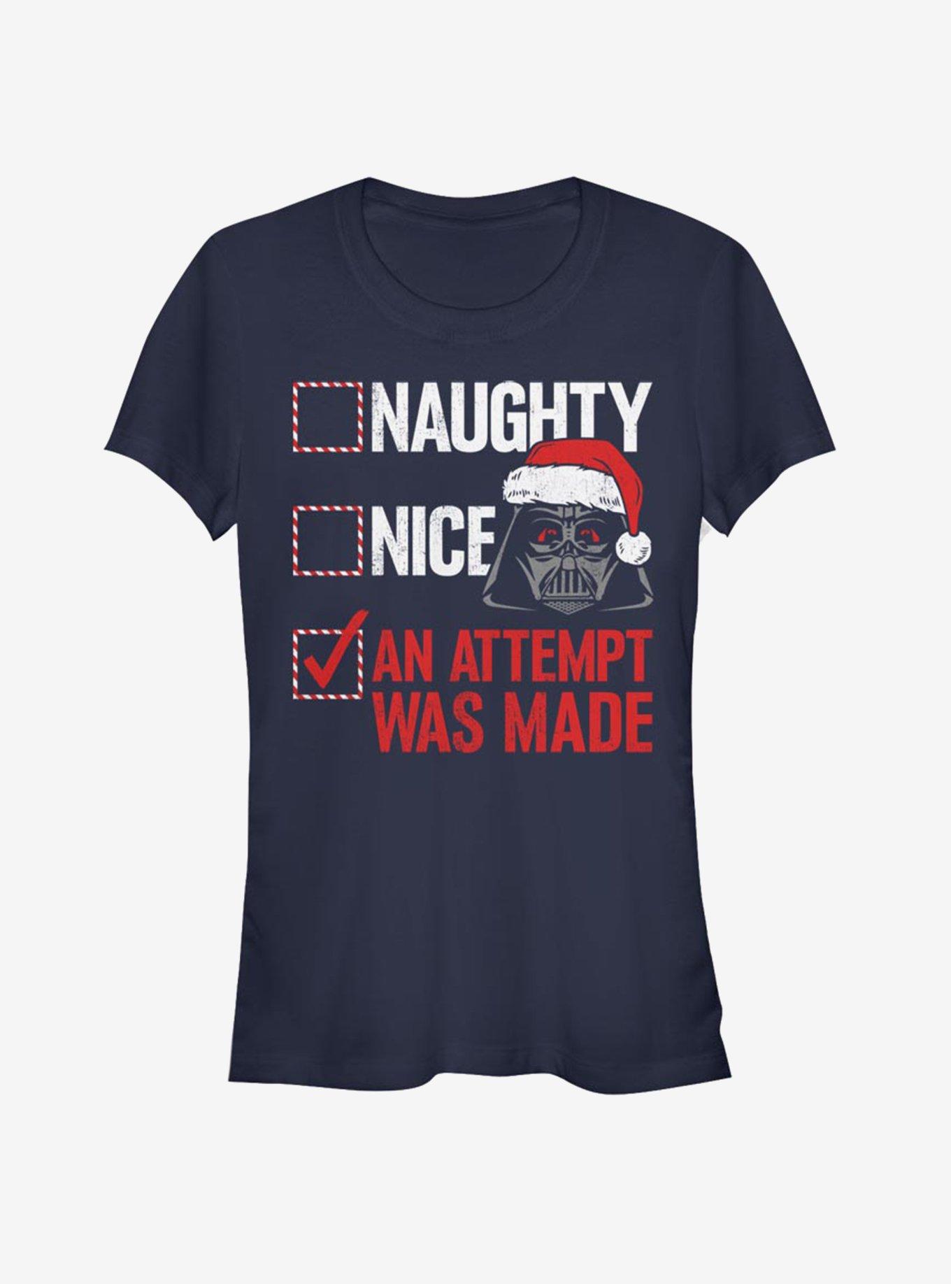 Star Wars Santa Vader Attempt Was Made Girls T-Shirt, NAVY, hi-res