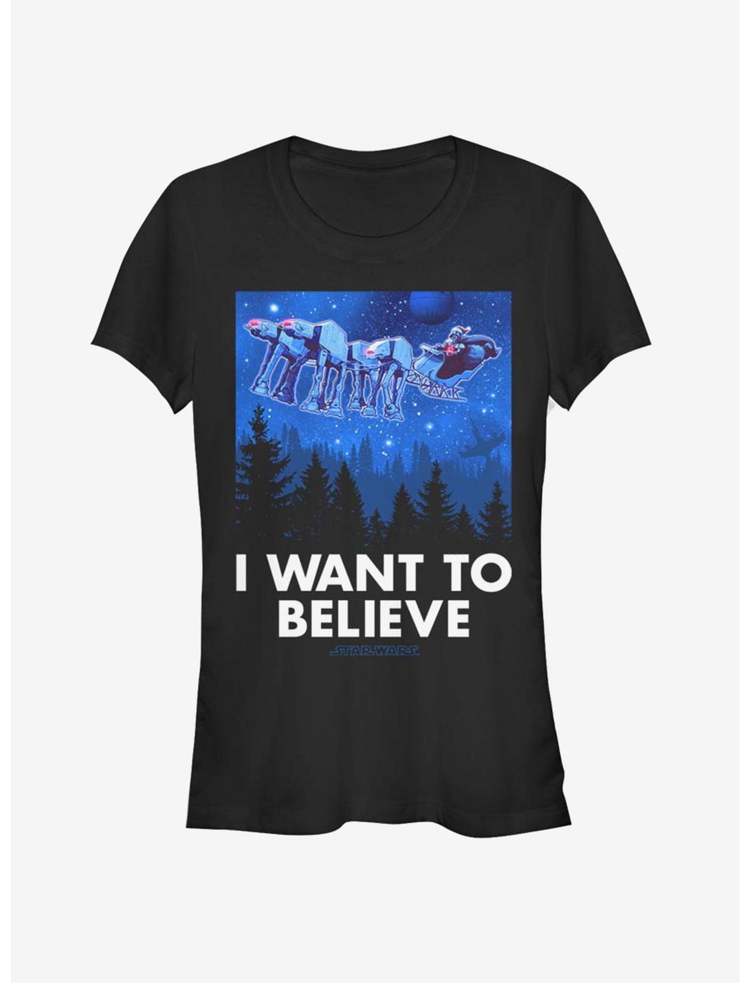 Star Wars Believe AT-AT Reindeer Vader Sleigh Girls T-Shirt, BLACK, hi-res