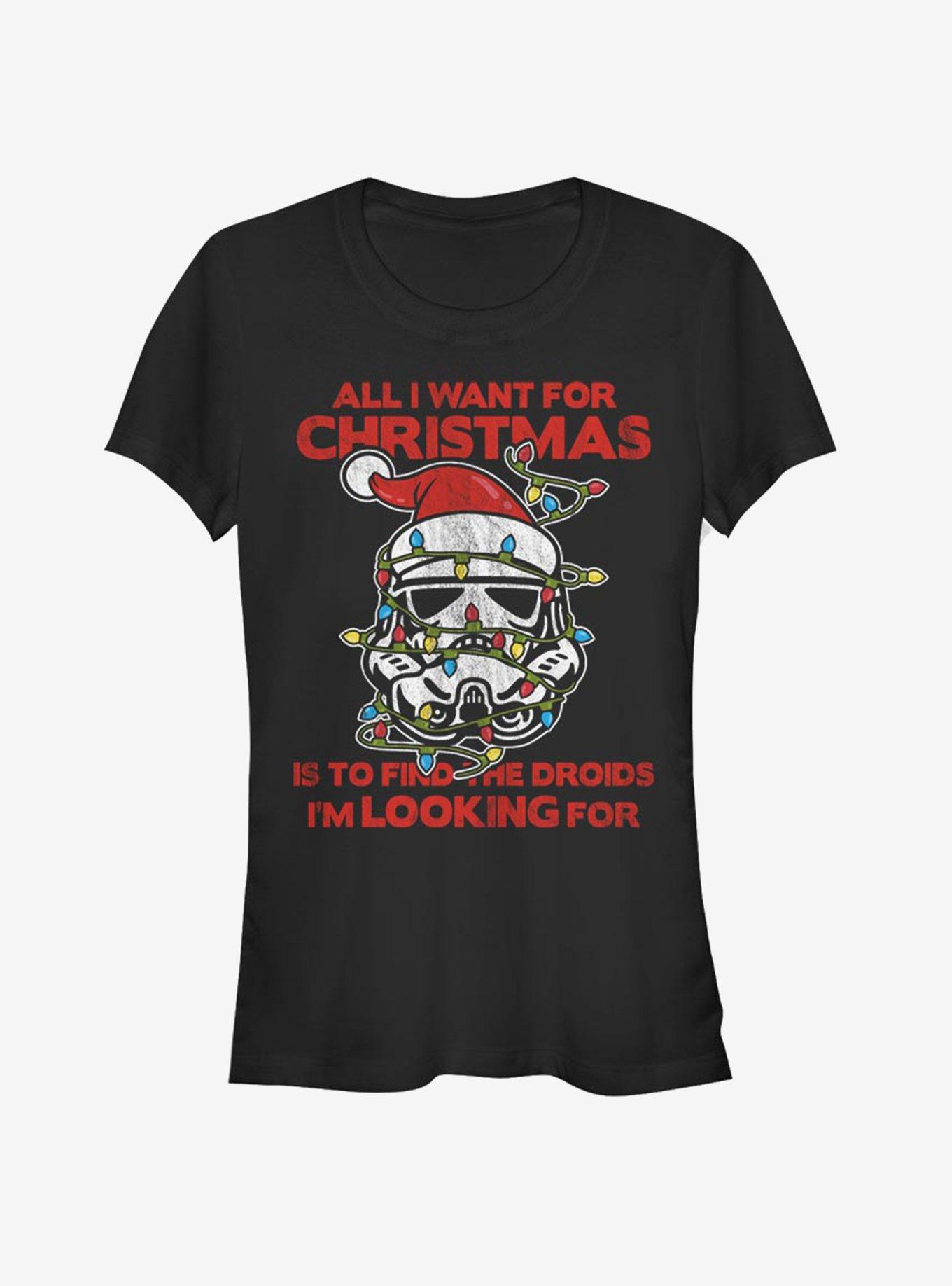 Star Wars Santa Storm Trooper Christmas Lights Girls T-Shirt, BLACK, hi-res