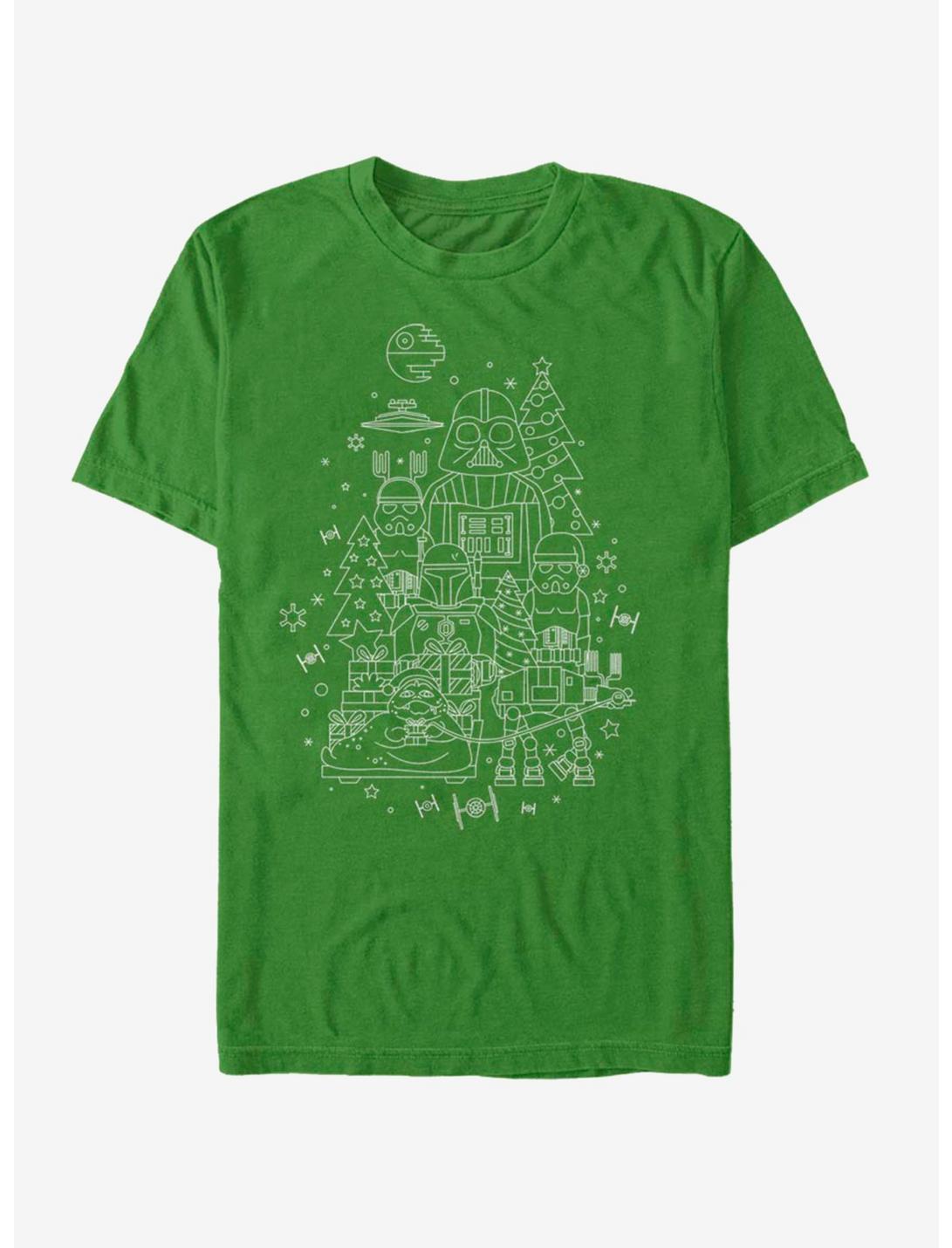 Star Wars Dark Side Line Art Christmas T-Shirt, KELLY, hi-res
