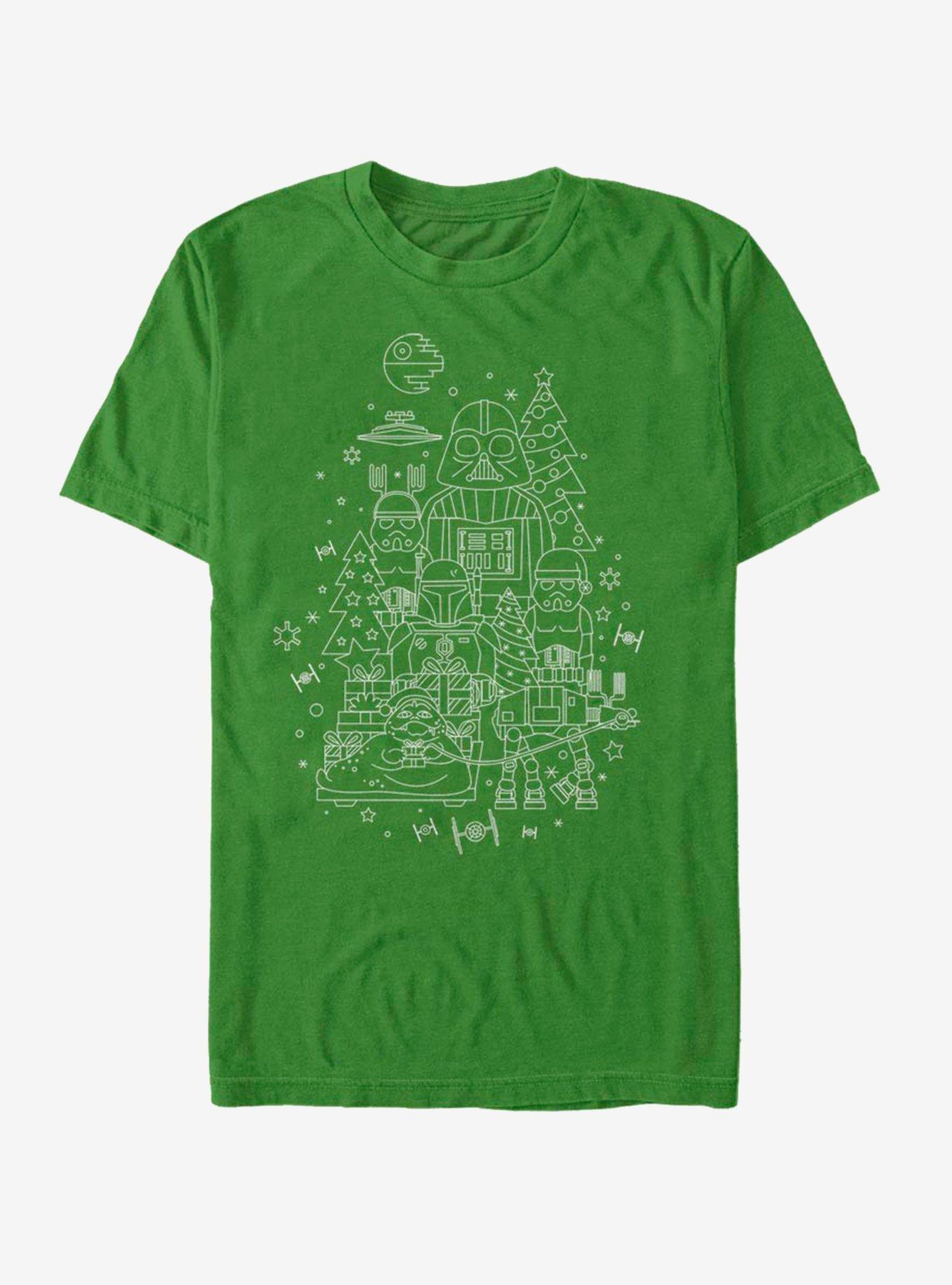 Star Wars Dark Side Line Art Christmas T-Shirt, , hi-res