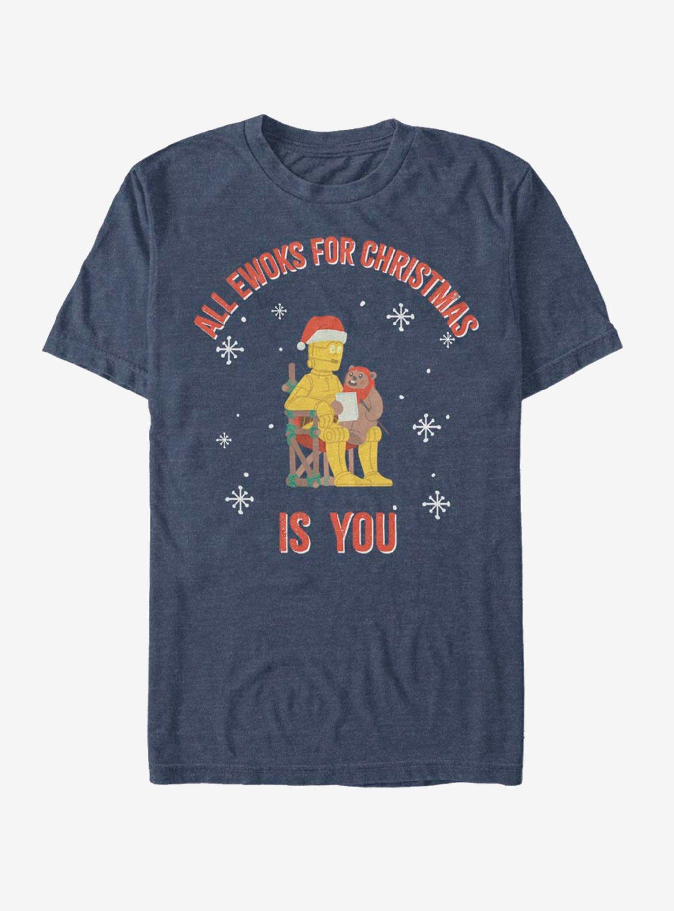 Star Wars C-3PO Santa Ewok Christmas Is You T-Shirt, NAVY HTR, hi-res