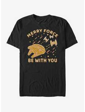 Star Wars Gingerbread Falcon Merry Force Be With You T-Shirt, , hi-res
