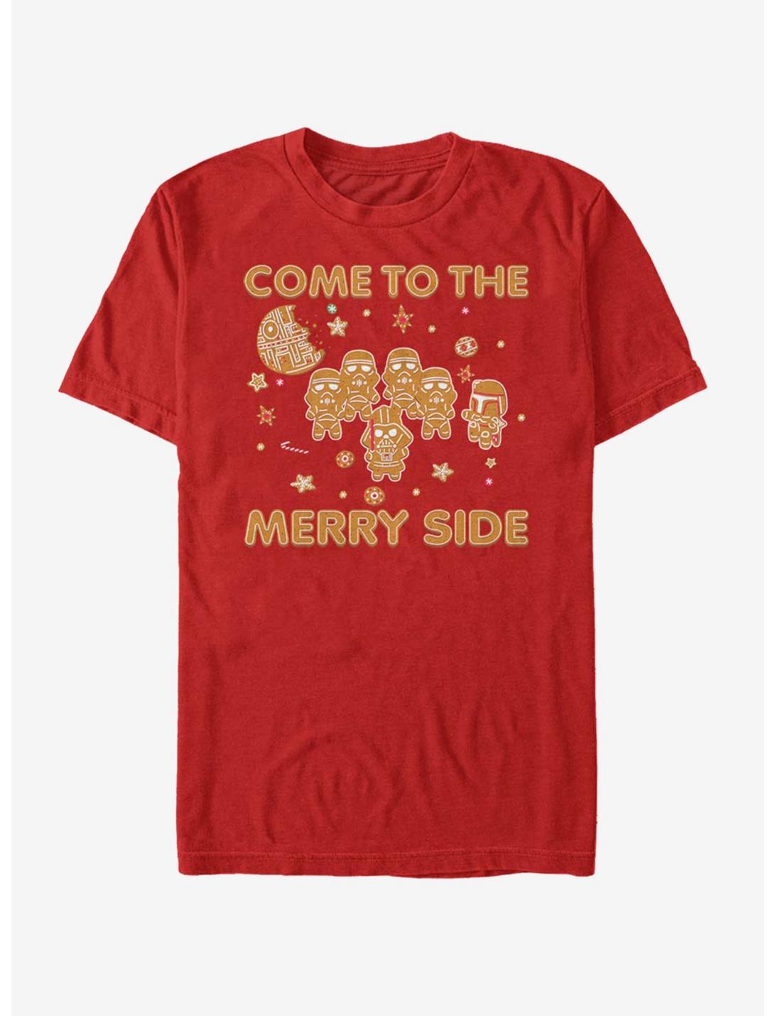 Star Wars Gingerbread Come To The Merry Side T-Shirt, RED, hi-res