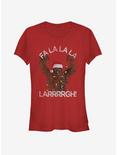 Star Wars Santa Chewie Chewbacca Fa La Larrrrgh Girls T-Shirt, RED, hi-res