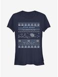 Star Wars Falcon Attack Ugly Christmas Girls T-Shirt, NAVY, hi-res