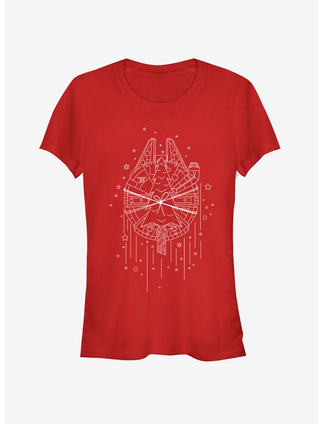 Star Wars Falcon Christmas Tree Girls T-Shirt, RED, hi-res