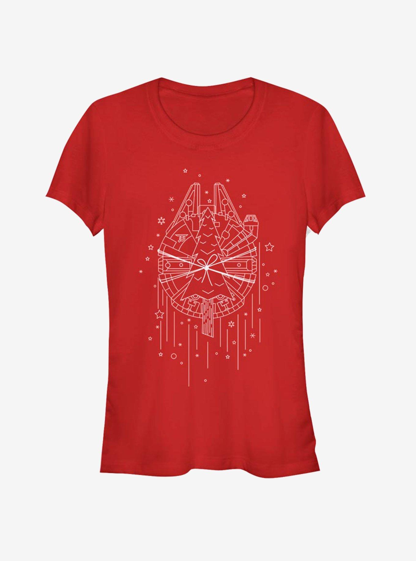 Star Wars Falcon Christmas Tree Girls T-Shirt, RED, hi-res