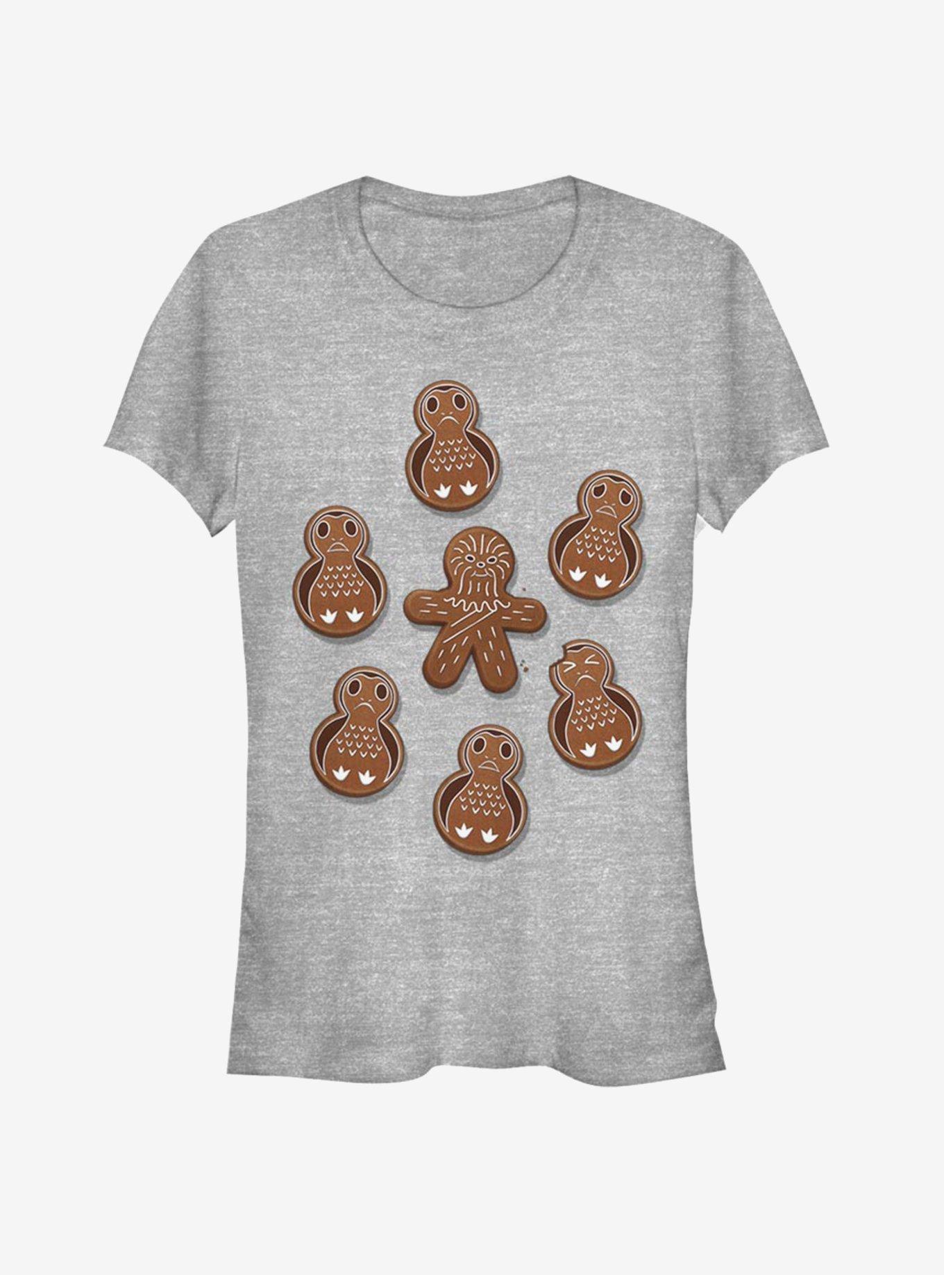 Star Wars Gingerman Porg Christmas Cookies Girls T-Shirt, ATH HTR, hi-res