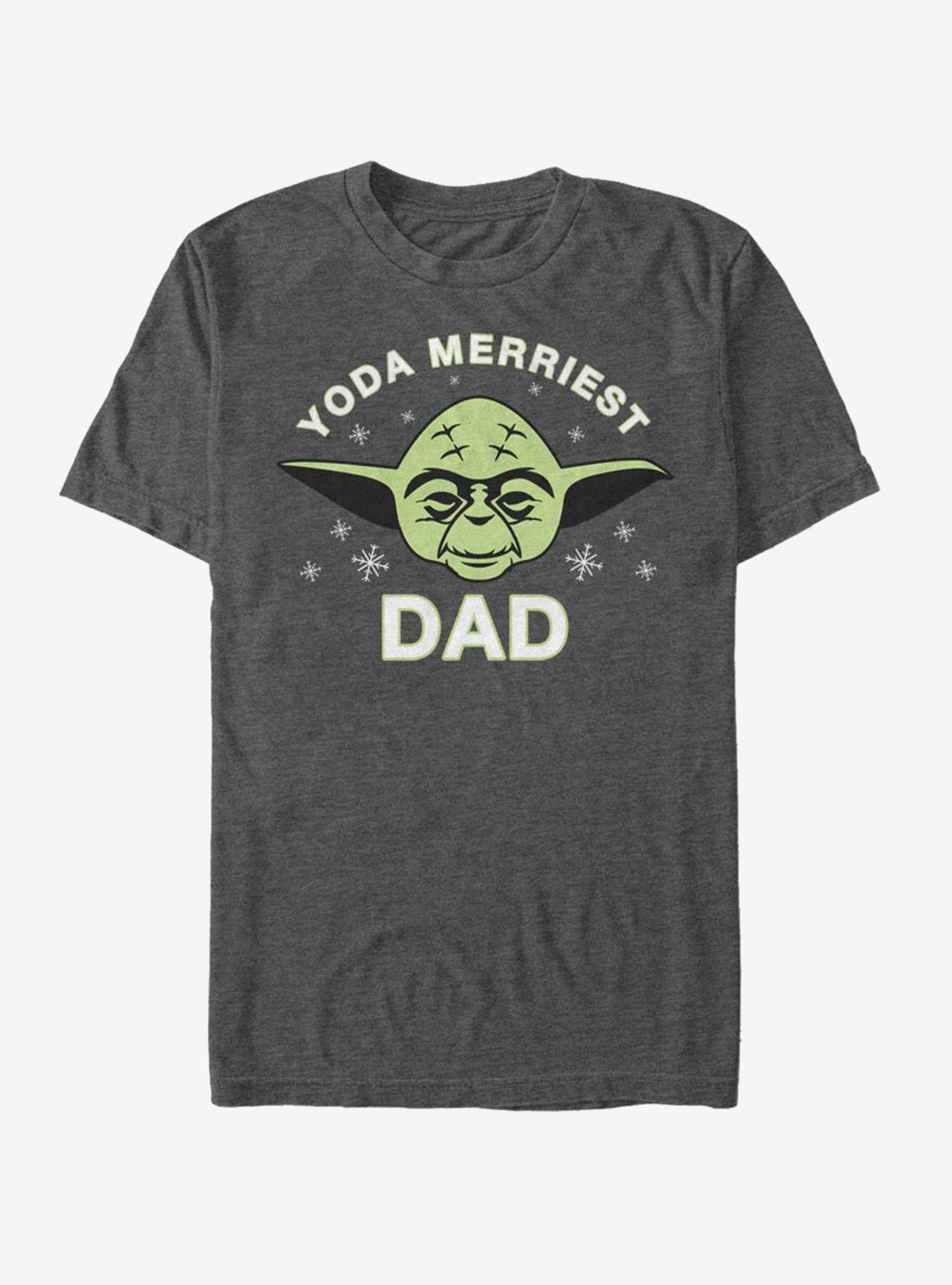 Star Wars Yoda Merriest Dad T-Shirt, CHAR HTR, hi-res