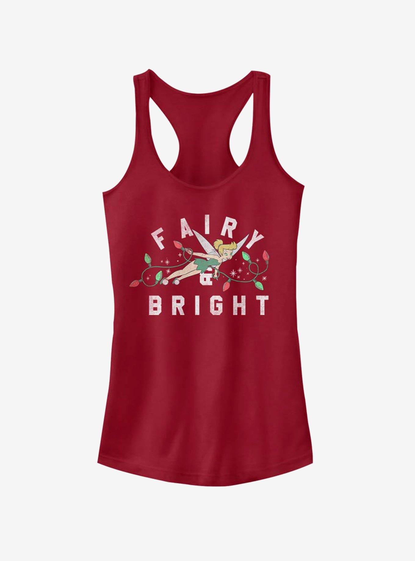 Disney Peter Pan Tinker Bell Fairy Bright Christmas Light Girls Tank, SCARLET, hi-res