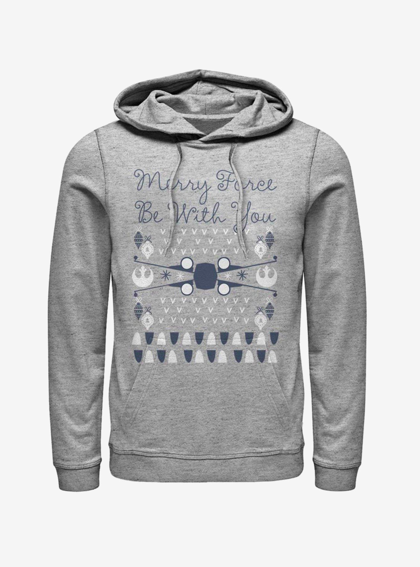 Star Wars X-Wing Merry Force Be With You Ugly Christmas Hoodie, ATH HTR, hi-res