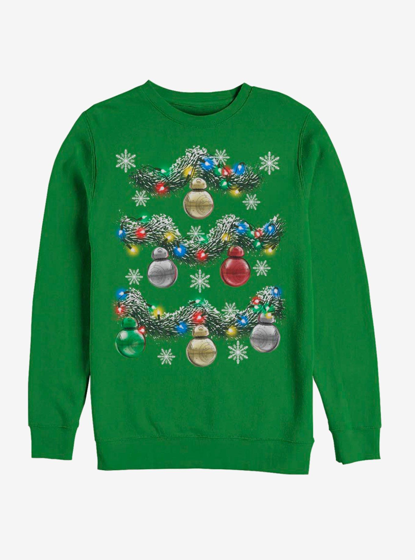 Star Wars BB-8 Ornaments Christmas Tree Crew Sweatshirt, , hi-res