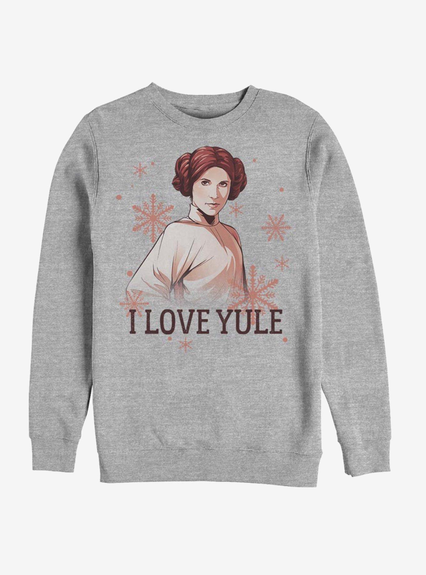 Star Wars Princess Leia I Love Yule Crew Sweatshirt, ATH HTR, hi-res