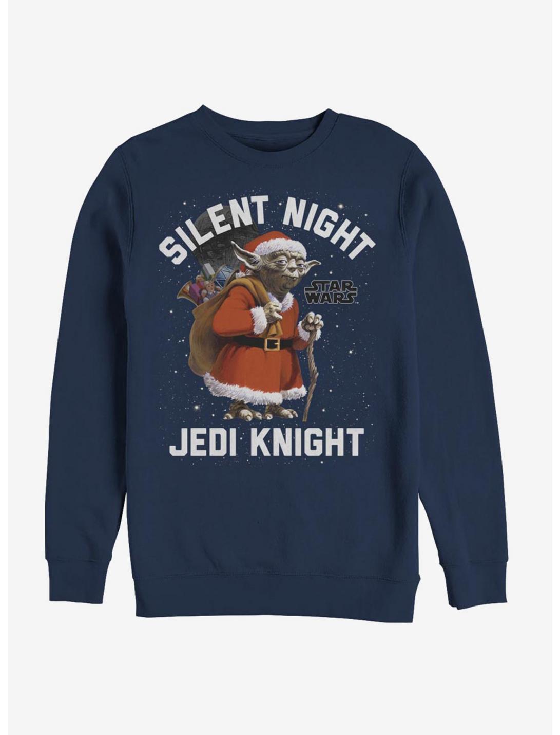 Star Wars Santa Yoda Silent Jedi Knight Crew Sweatshirt, NAVY, hi-res