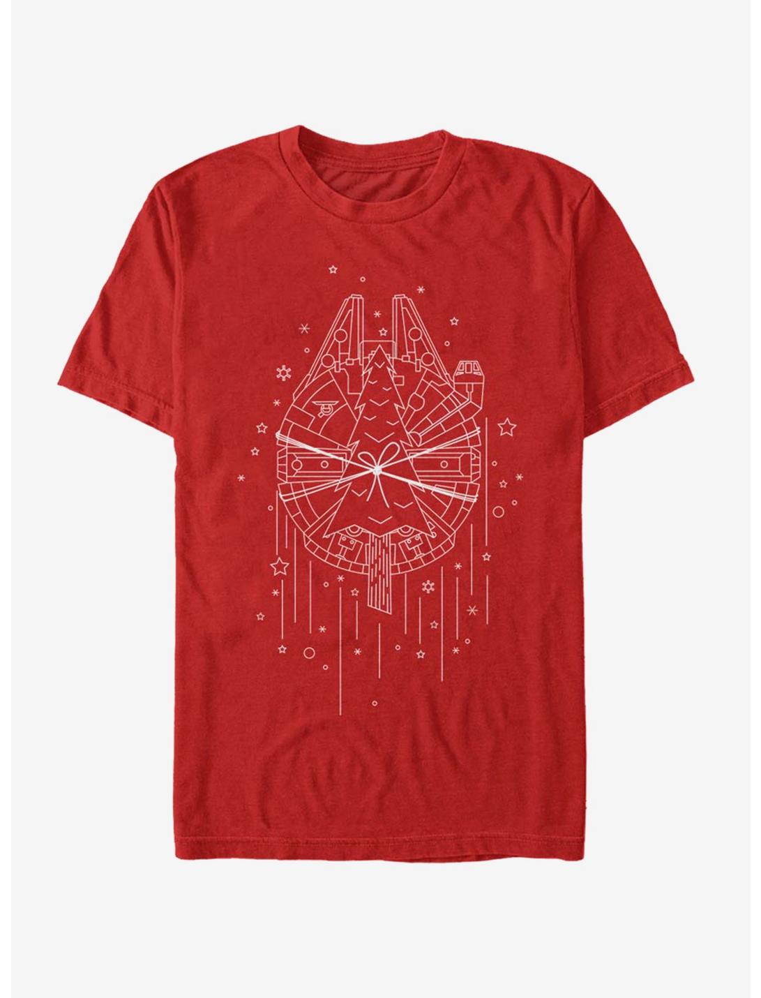 Star Wars Falcon Christmas Tree T-Shirt, RED, hi-res