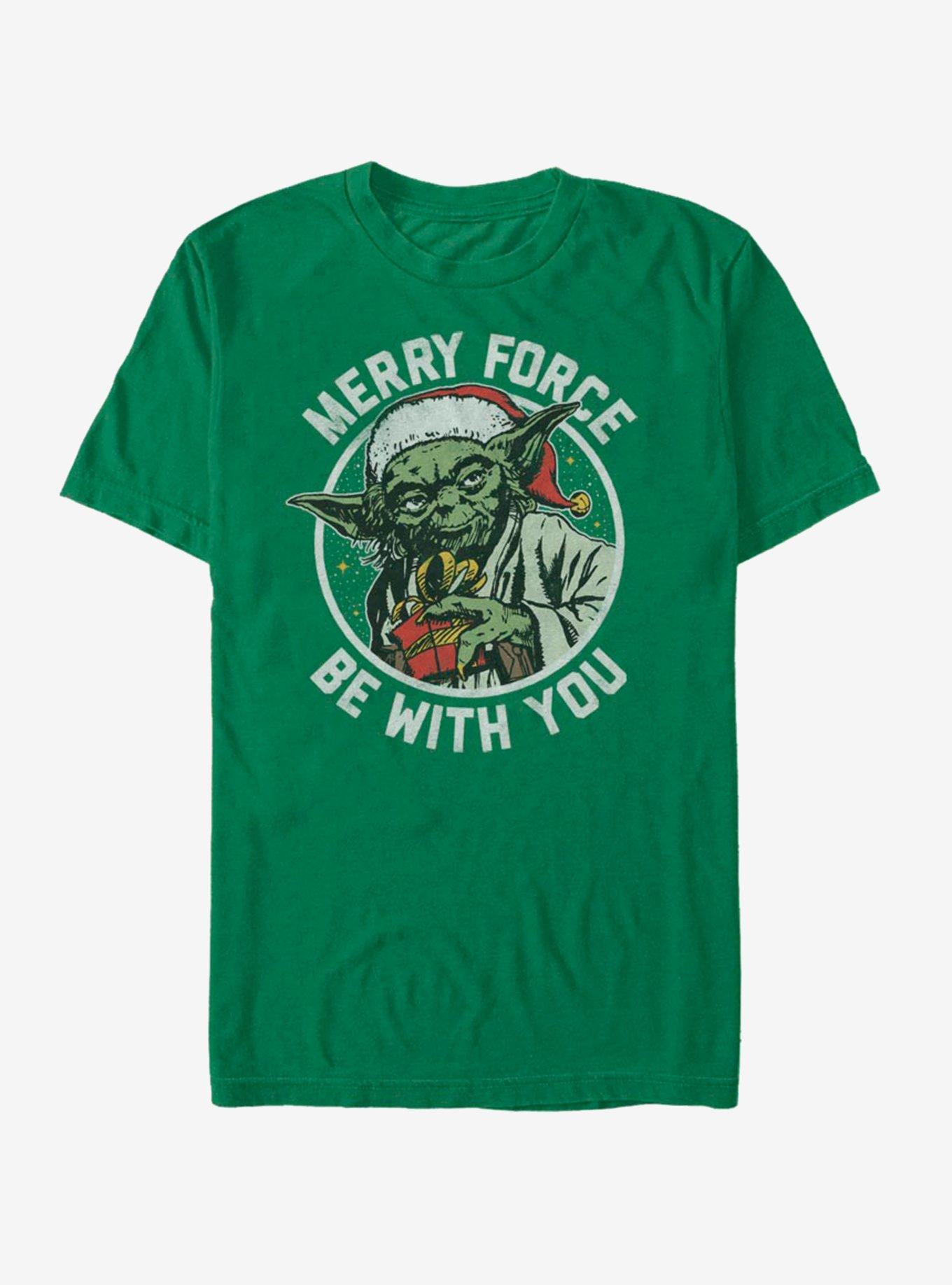 Star Wars Santa Yoda Merry Force Be With You T-Shirt, , hi-res