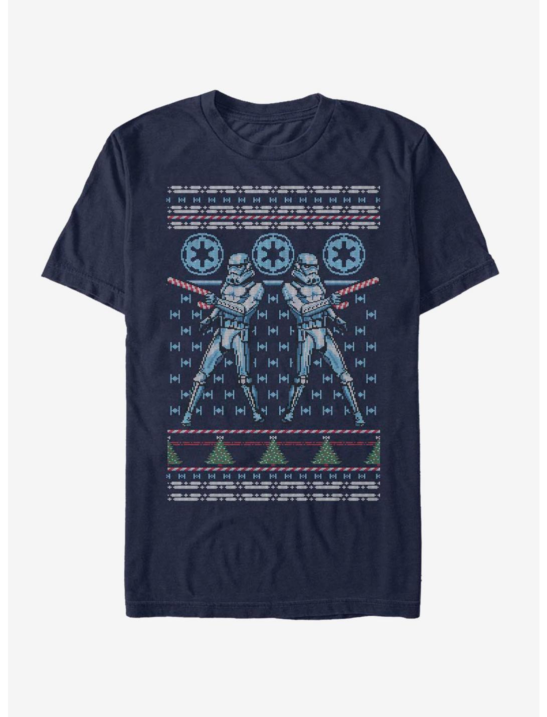 Star Wars Storm Trooper Candy Cane Ugly Christmas T-Shirt, NAVY, hi-res