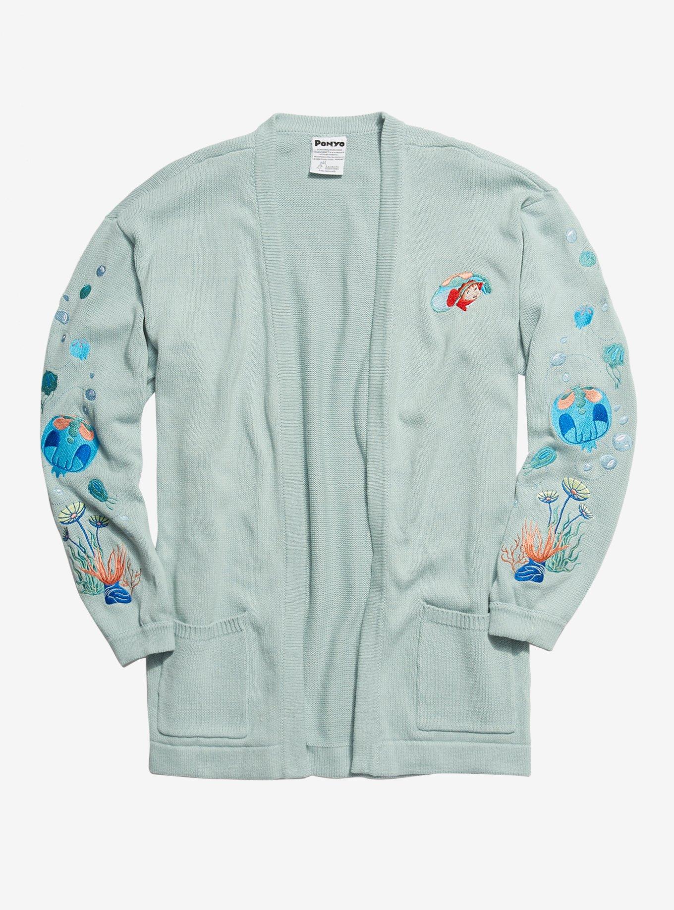 Her Universe Studio Ghibli Earth Day Collection Ponyo Bubbles Embroidered Oversized Girls Cardigan, MULTI, hi-res