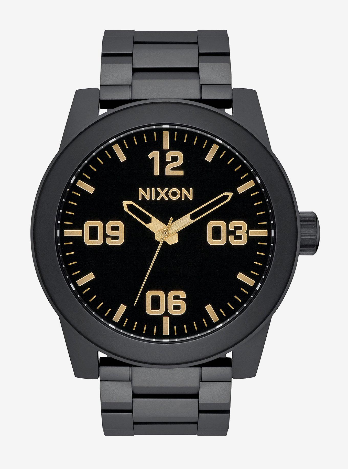 Nixon Corporal Ss Matte Black Gold Watch, , hi-res