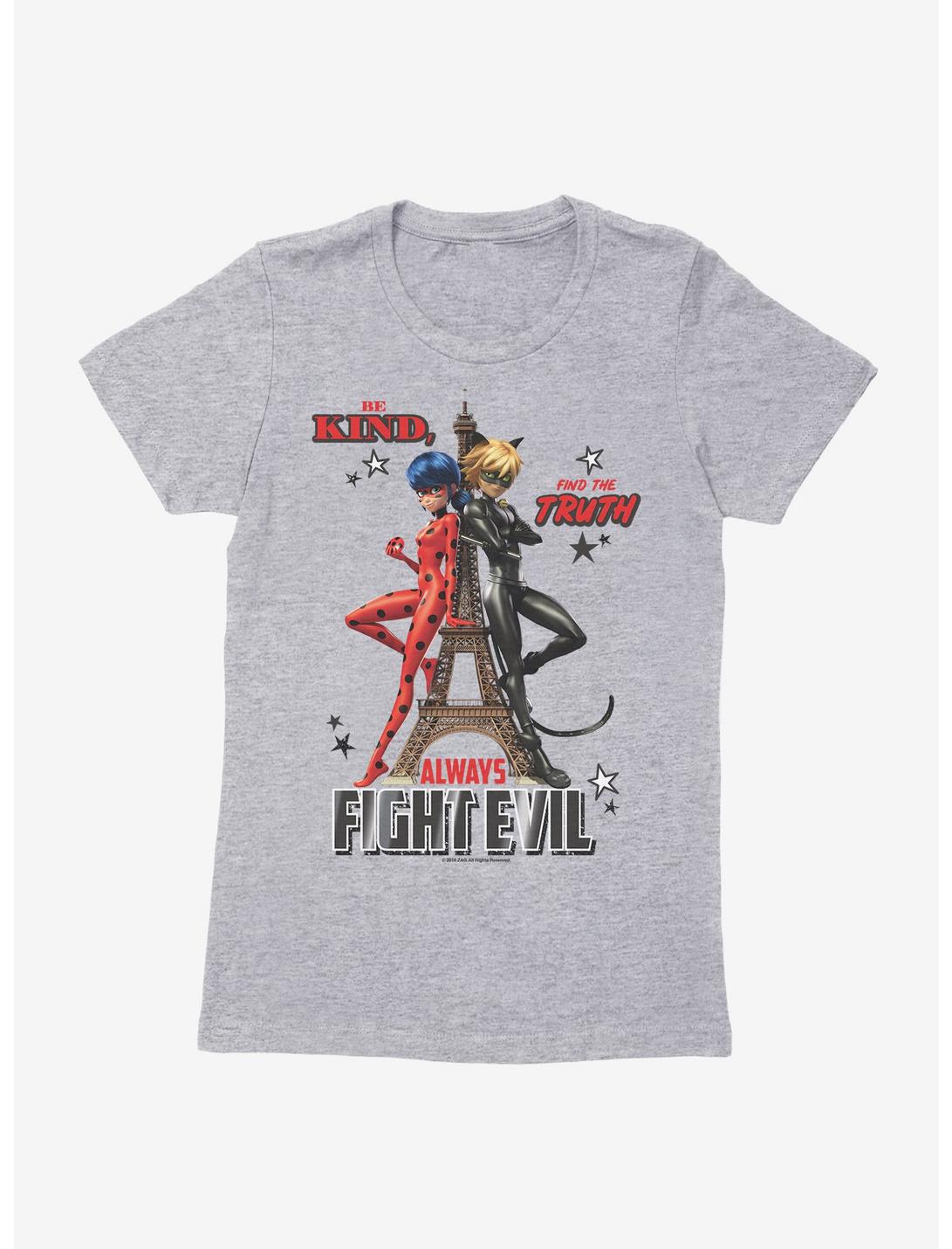 Miraculous: Tales Of Ladybug And Cat Noir Always Fight Evil Womens T-Shirt, HEATHER, hi-res