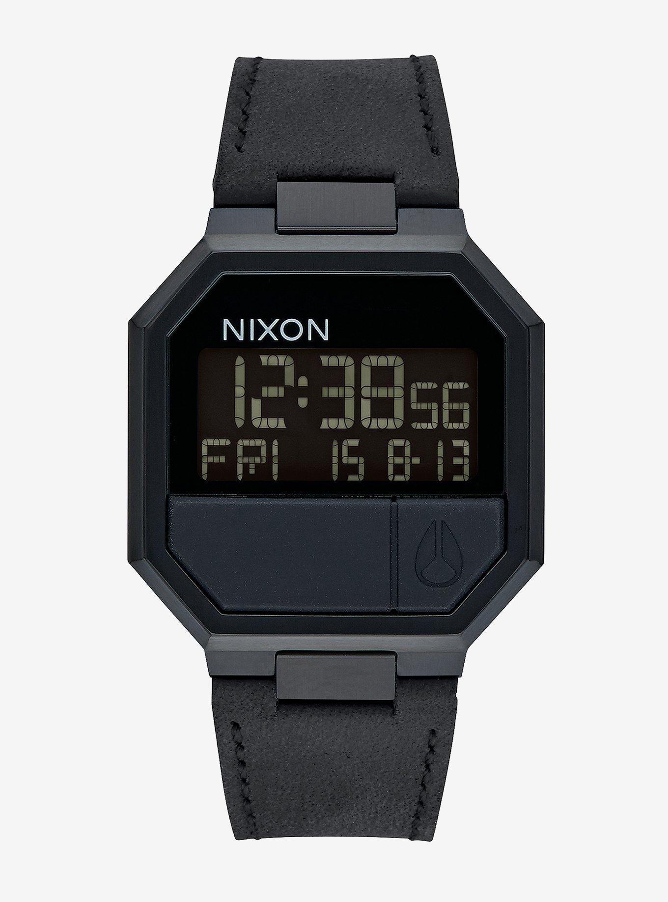Nixon Re-Run Leather All Black Watch BoxLunch