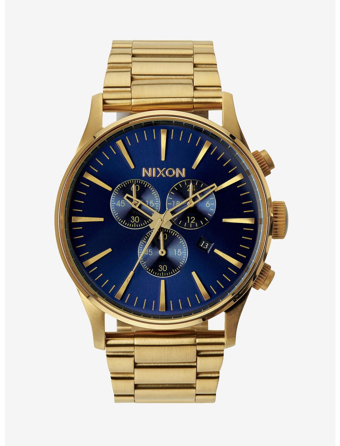 Nixon Sentry Chrono Gold Blue Sunray Watch, , hi-res