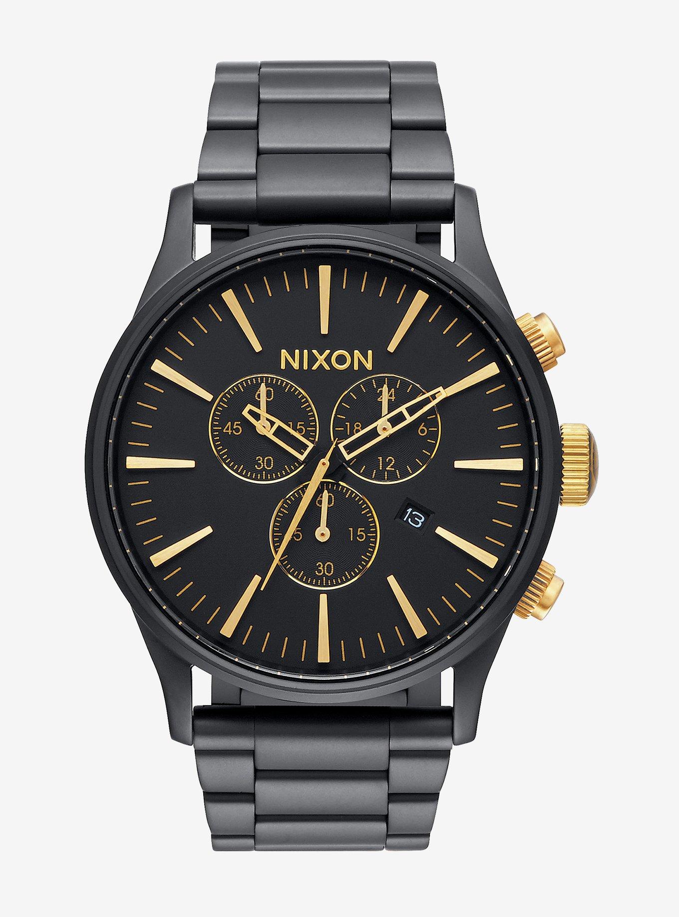 Nixon Sentry Chrono Matte Black Gold Watch