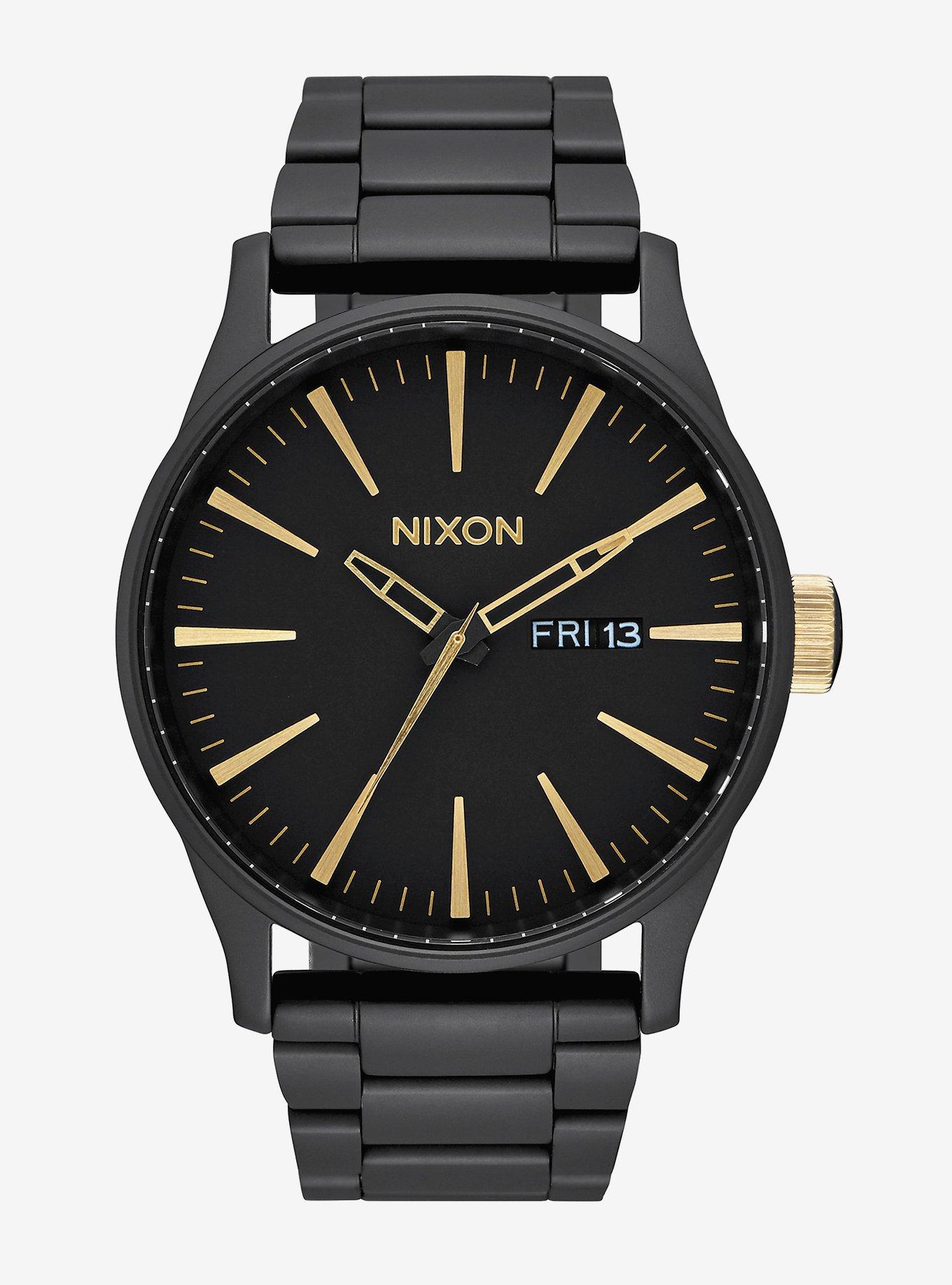 Nixon Sentry Ss Matte Black Gold Watch, , hi-res