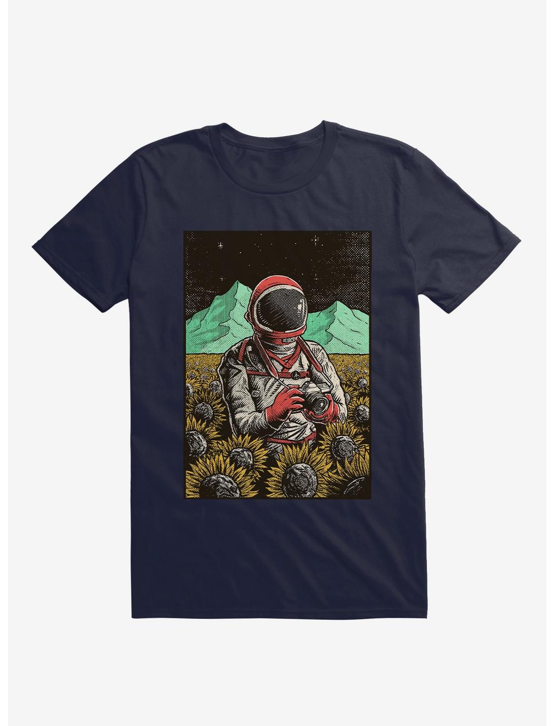 2323 Astronaut In Cosmic Sunflower Field Navy Blue T-Shirt, NAVY, hi-res