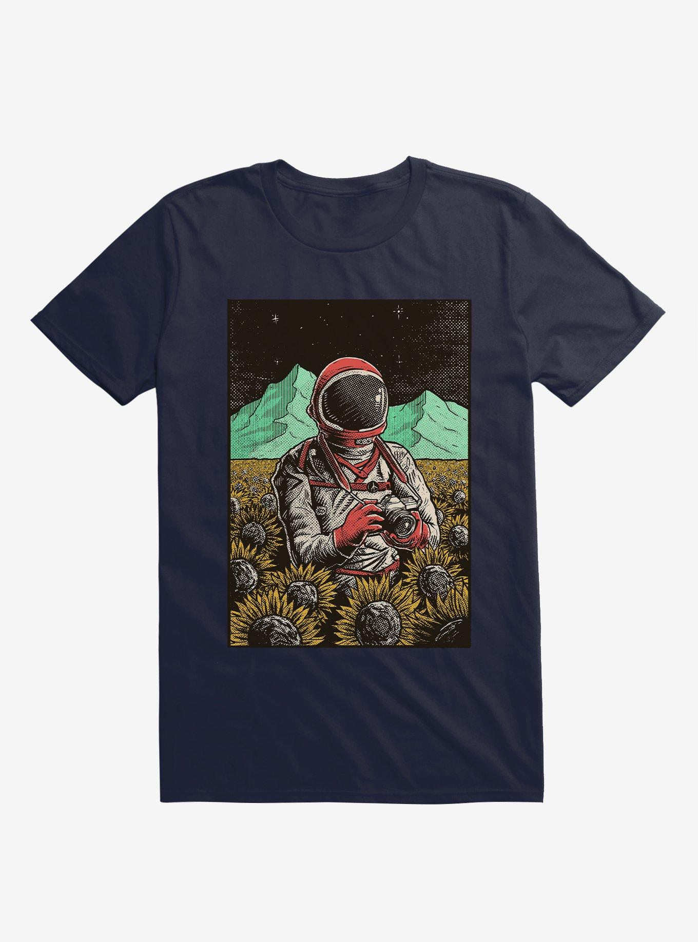 2323 Astronaut In Cosmic Sunflower Field Navy Blue T-Shirt, , hi-res