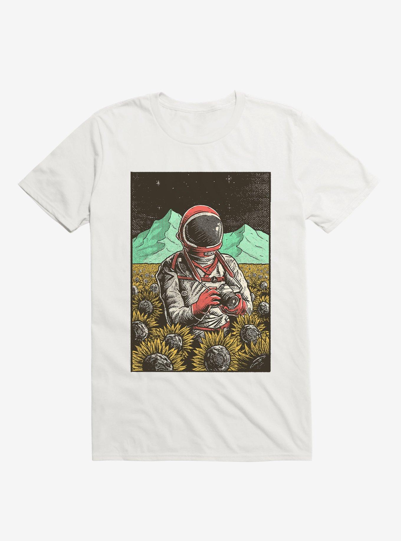 2323 Astronaut In Cosmic Sunflower Field White T-Shirt, , hi-res