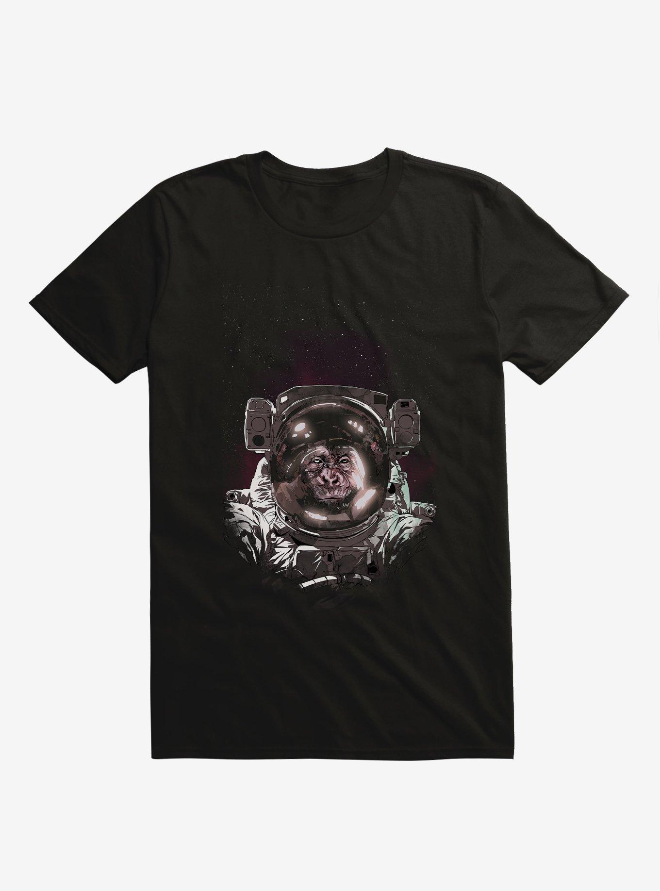 Albert Monkey Astronaut Black T-Shirt, BLACK, hi-res