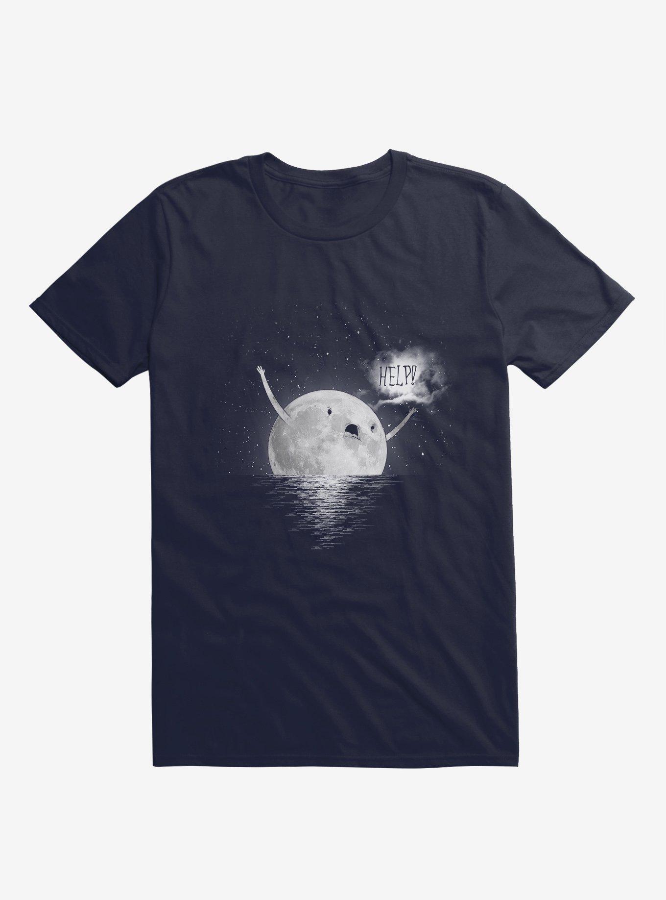 Help! Moon Stars Navy Blue T-Shirt, , hi-res
