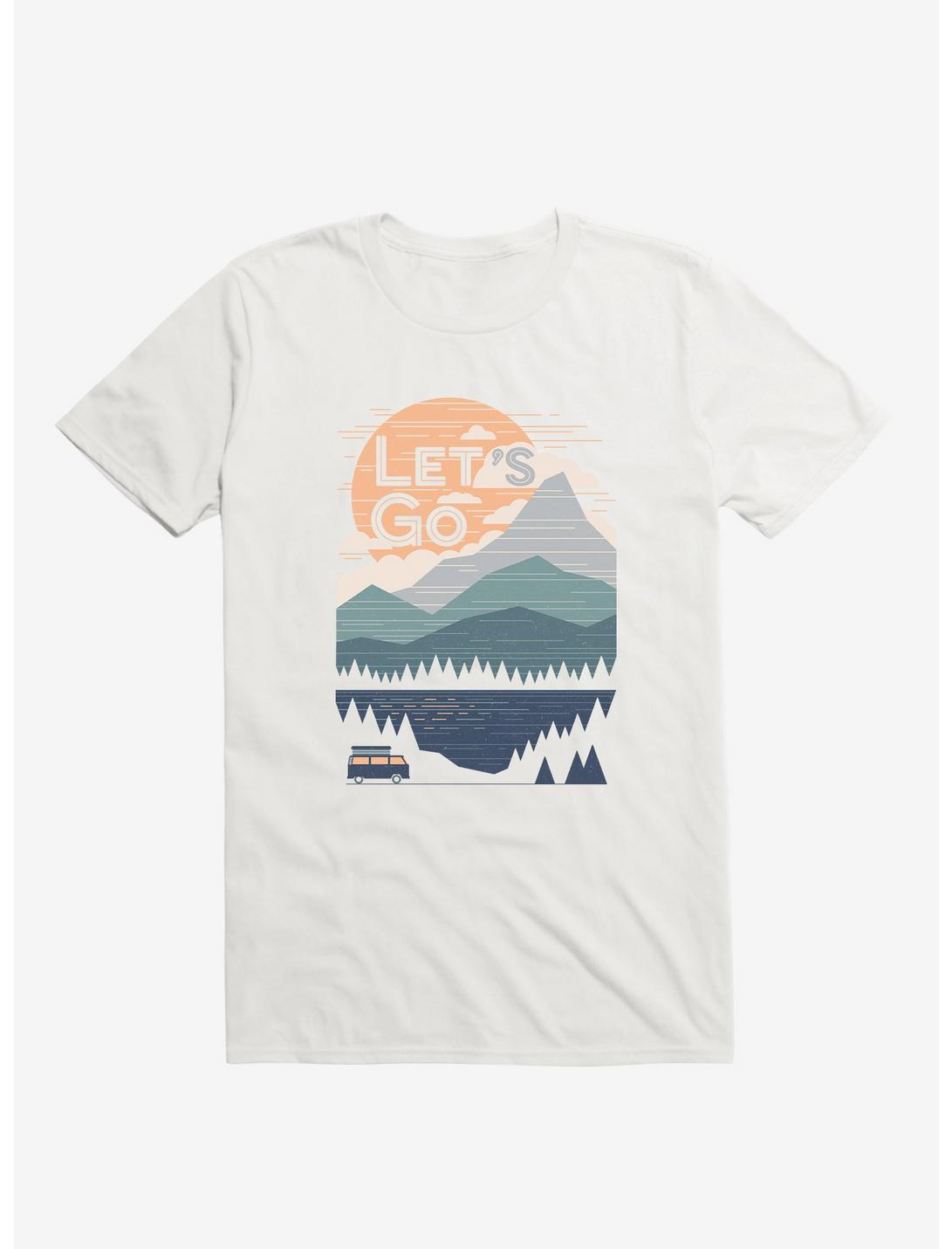 Let's Go Mountains Lake Tree White T-Shirt, WHITE, hi-res