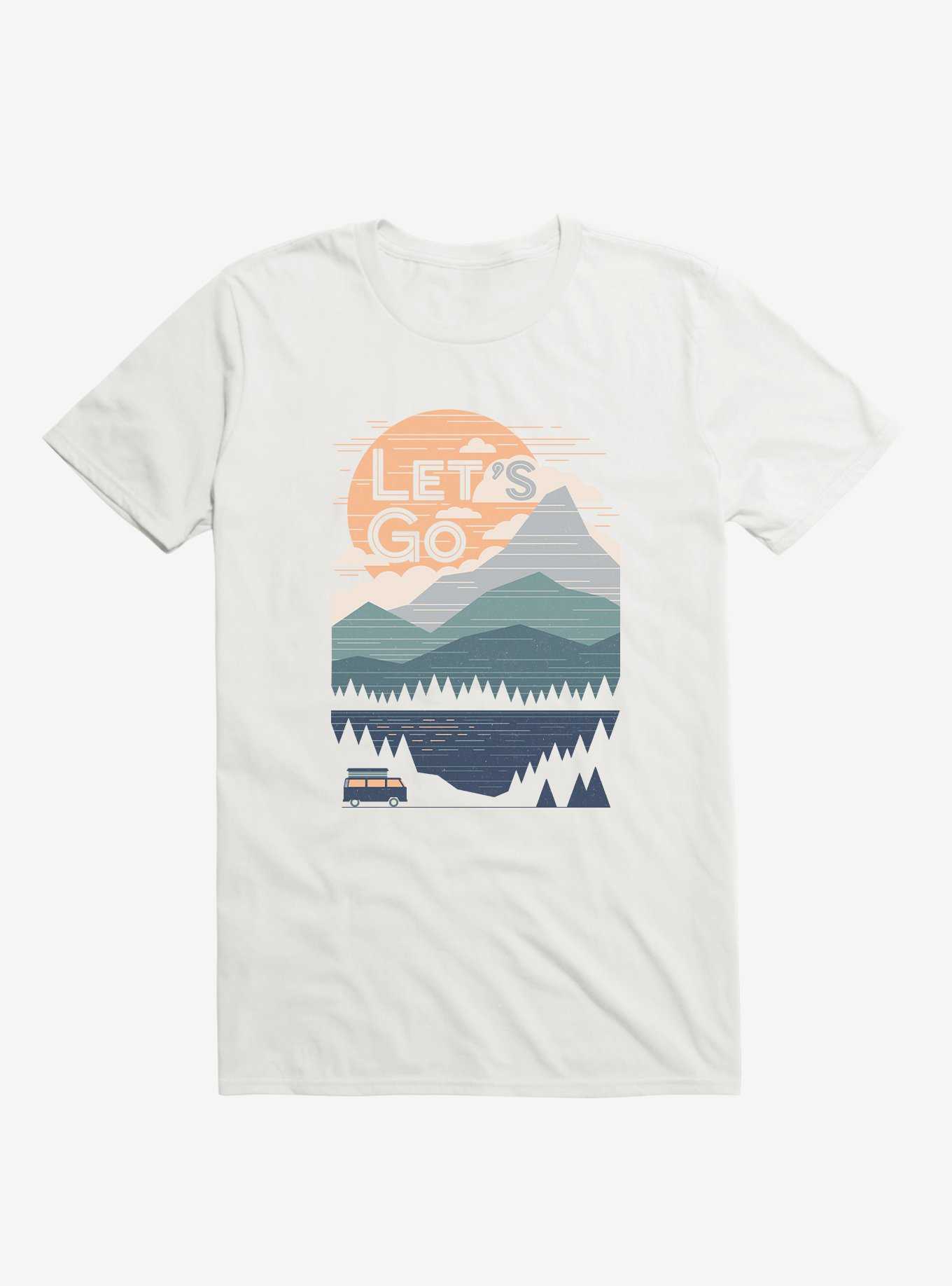Let's Go Mountains Lake Tree White T-Shirt, , hi-res