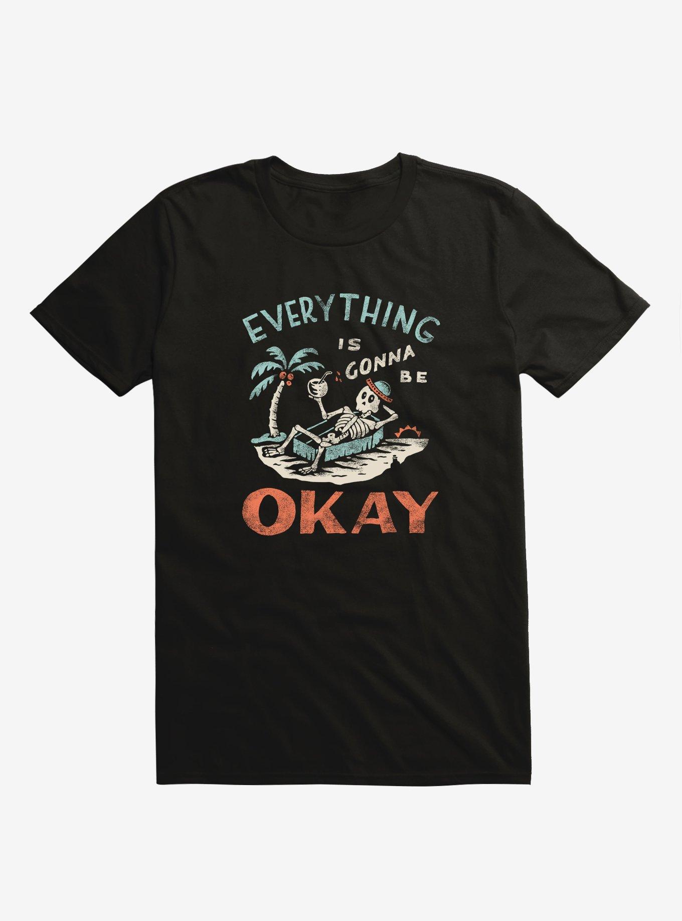 Okay Skeleton Island Black T-Shirt, BLACK, hi-res