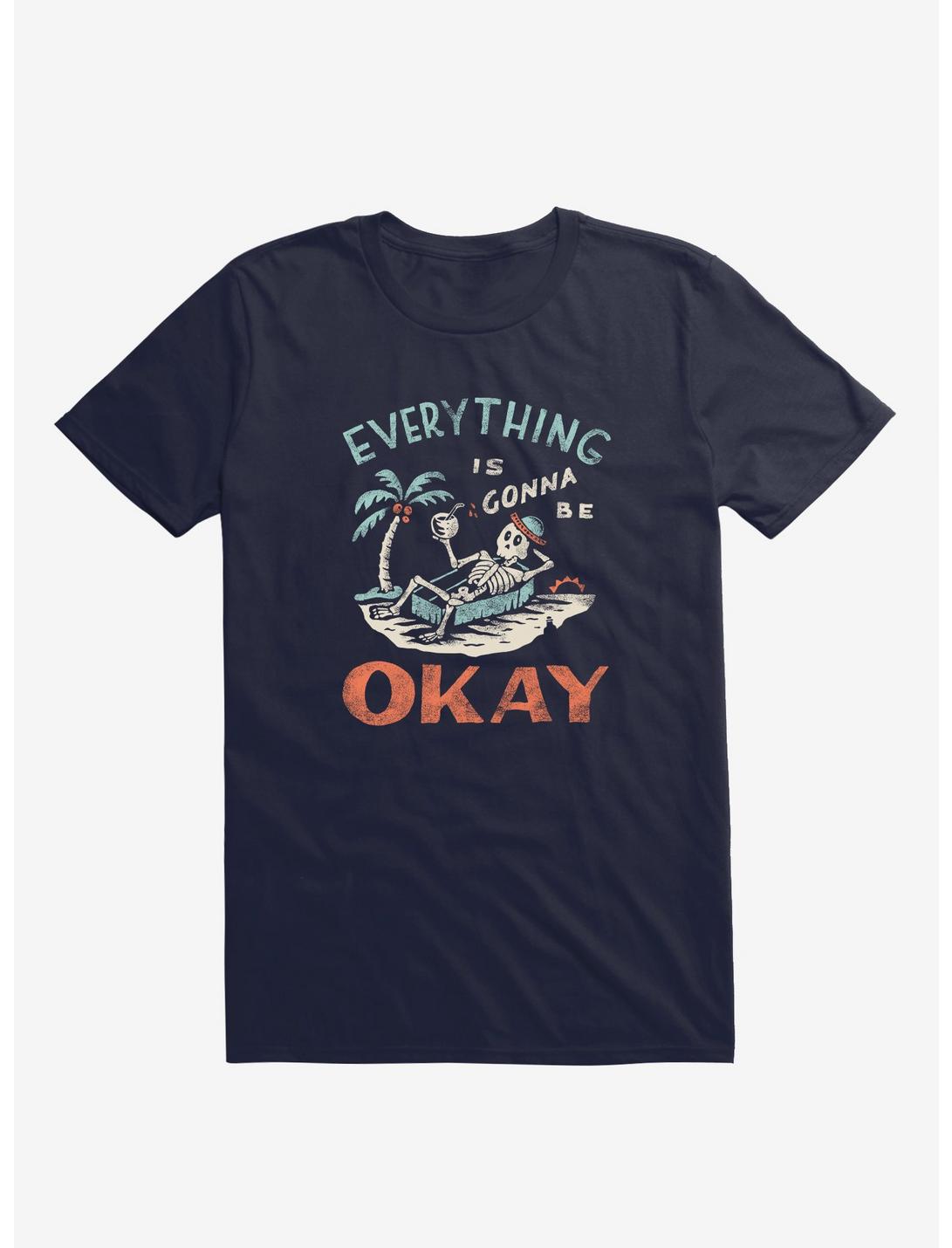Okay Skeleton Island Navy Blue T-Shirt, NAVY, hi-res