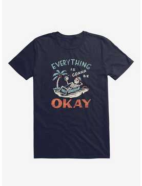 Okay Skeleton Island Navy Blue T-Shirt, , hi-res