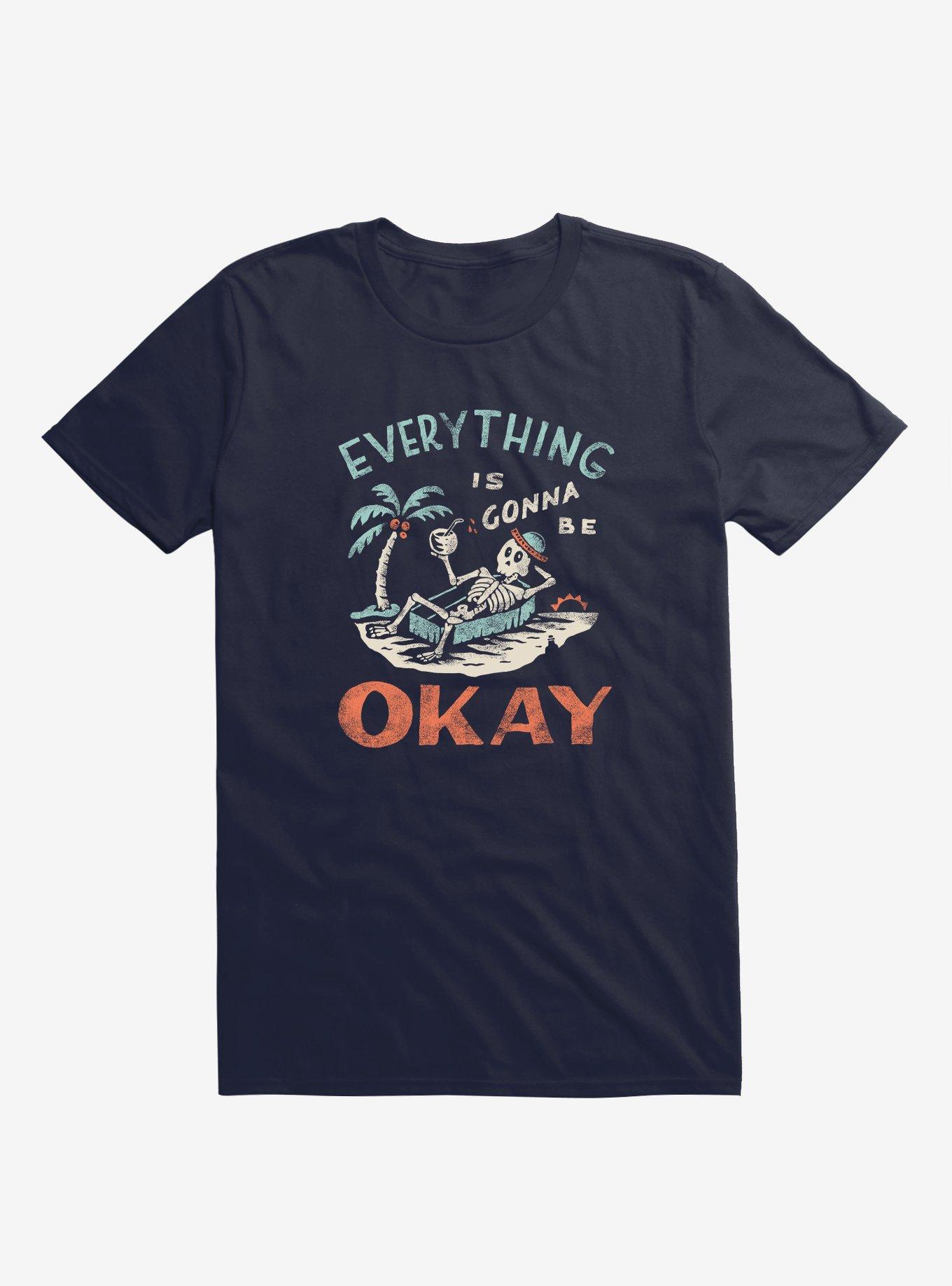 Okay Skeleton Island Navy Blue T-Shirt, , hi-res