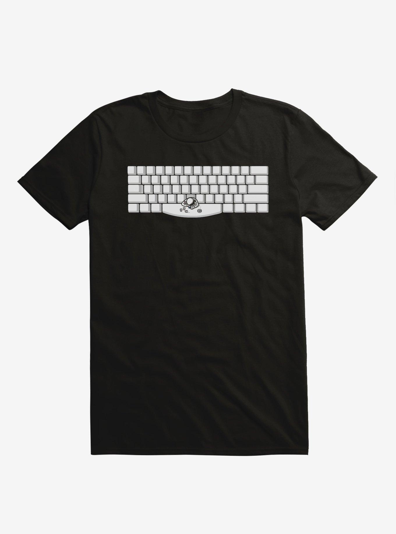 Spacebar Astronaut Keyboard Black T-Shirt, BLACK, hi-res